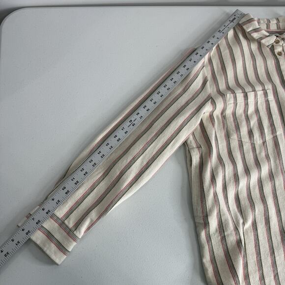 Madewell Womens Top Large Cream Flannel Sunday Shirt in Claxton Stripe Preppy - Picture 9 of 16